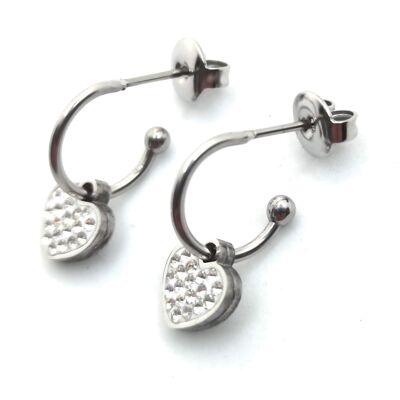 Earrings with Pendants Heart Silver Zircons (last unit!)