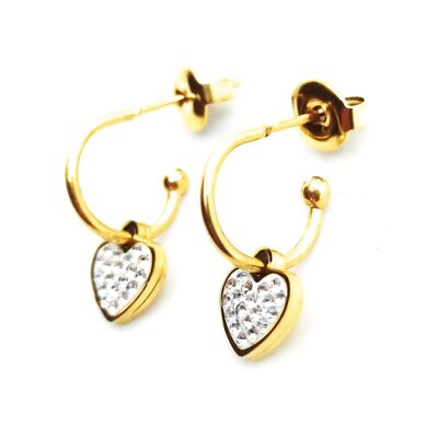 Earrings with Pendants Golden Heart Zircons