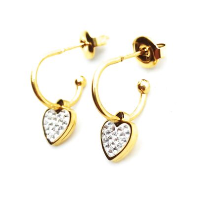 Ohrringe mit Anhänger Golden Heart Zirkonia