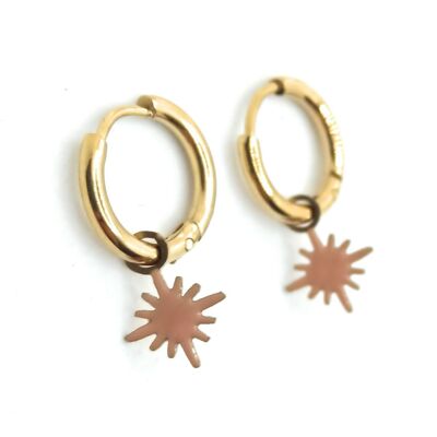 Earrings with Pendants Golden Nude Star Hoop