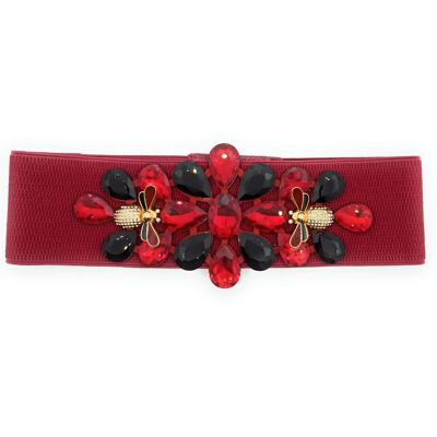 Exclusive Crystal Party Belt Red Black