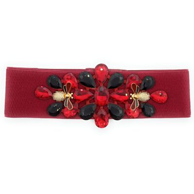 Exclusive Crystal Party Belt Red Black