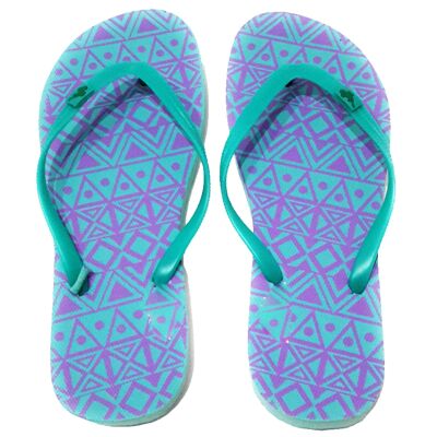 Tongs Femme Rectangles Turquoise