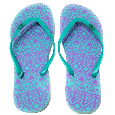 Tongs Femme Rectangles Turquoise