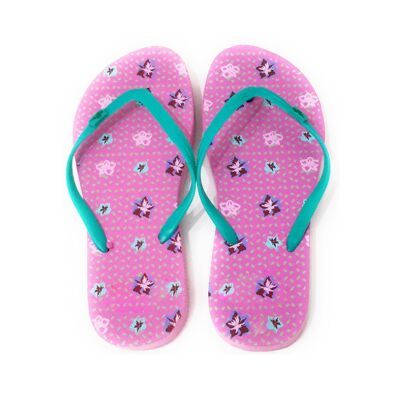 Damen Flip Flops Rosa Blumen