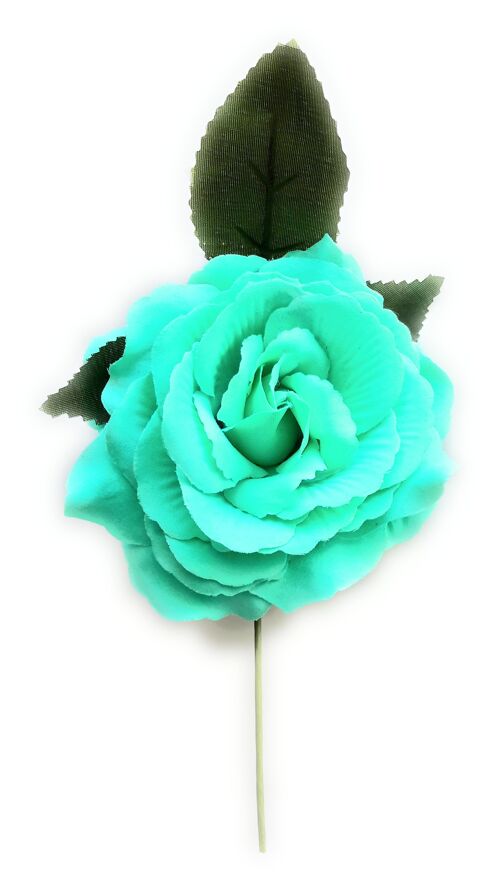 Flor Flamenca Pelo Mediana Ø13cm · Verde Agua