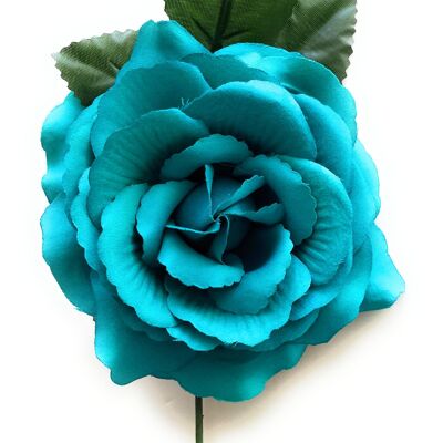 Fleur de Flamenco Cheveux Moyens Ø13cm Turquoise