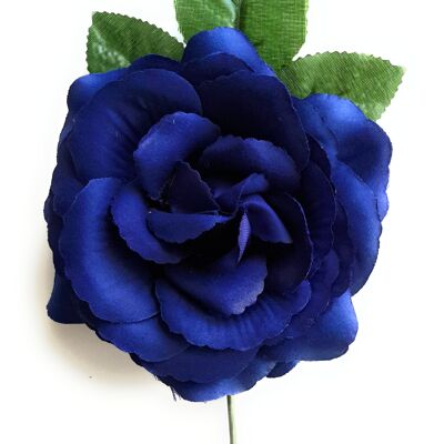 Flor Flamenca Pelo Mediana Ø13cm · Azul Marino