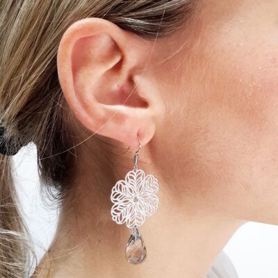Long Mandala Earrings Silver
