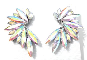 Boucles d'Oreilles Cristaux Brillants Arc-en-Ciel, Argent 2