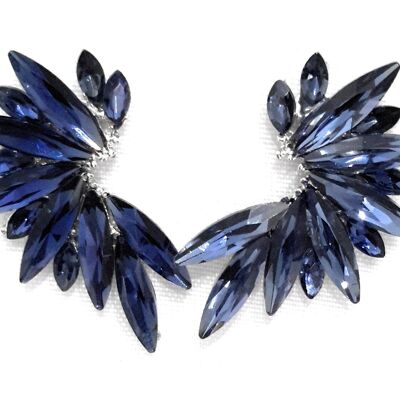 Brilliant Crystals Earrings Midnight Blue, Silver