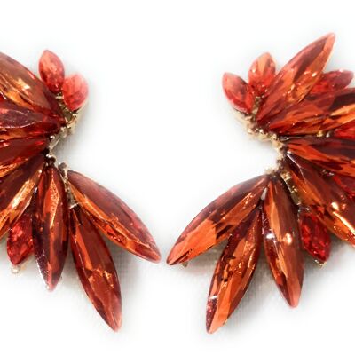 Brilliant Crystals Earrings Orange, Gold