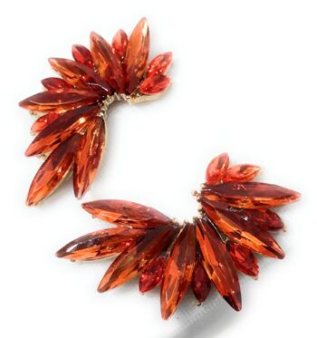 Boucles d'Oreilles Cristaux Brillants Orange, Doré 3