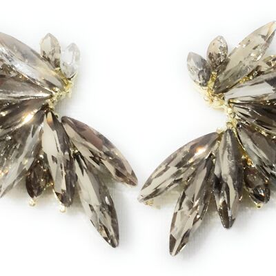 Brilliant Crystals Earrings Champagne, Gold