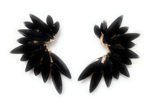 Pendientes Cristales Brillantes · Negro, Oro