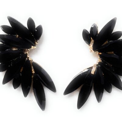 Brilliant Crystals Earrings Black, Gold