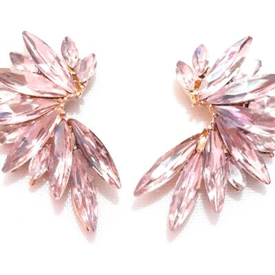 Brilliant Crystals Earrings Light Pink, Gold