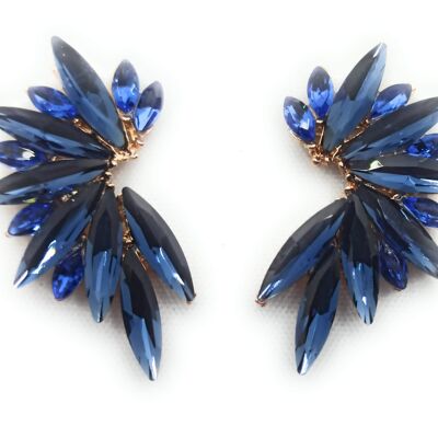 Brilliant Crystals Earrings Midnight Blue, Gold