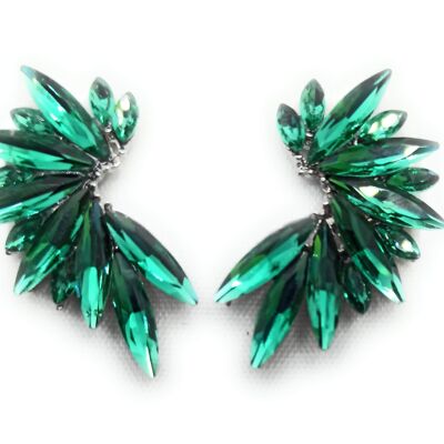 Brilliant Crystals Earrings Emerald Green, Silver