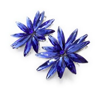 Boucles d'Oreilles Marguerite Cristal Bleu, Argent 3