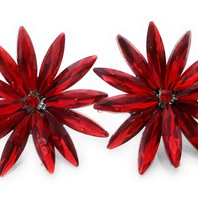 Gänseblümchen-Kristall-Ohrringe Rot