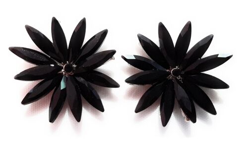 Pendientes Cristales Margarita · Negro, Plata