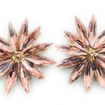 Daisy Crystal Earrings Pink, Gold