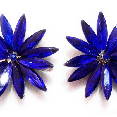 Daisy Crystal Earrings Sapphire, Silver