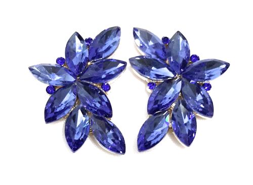 Pendientes Espectaculares Florales · Cristales Azul Cobalto