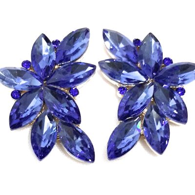 Pendientes Espectaculares Florales · Cristales Azul Cobalto