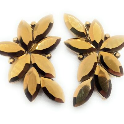 Spectacular Floral Earrings Gold Crystals