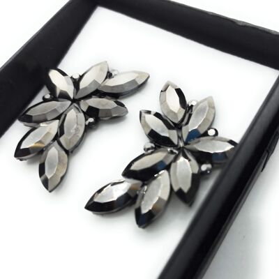 Spectacular Floral Earrings Platinum Crystals