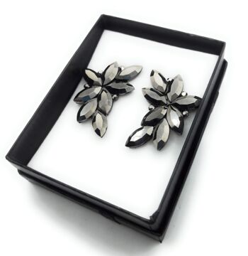 Boucles d'Oreilles Florales Spectaculaires Cristaux de Platine 3