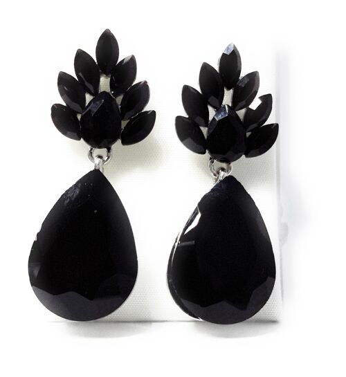 Pendientes Cristal Flor · Negro