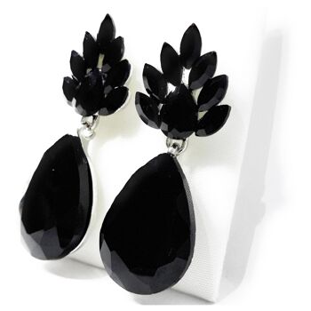 Boucles d'Oreilles Fleur Cristal Noir 3