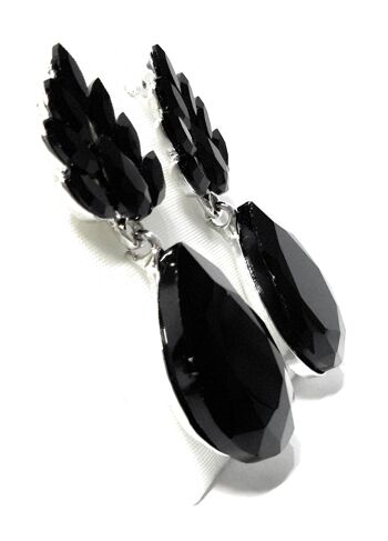 Boucles d'Oreilles Fleur Cristal Noir 4