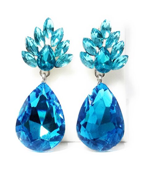 Pendientes Cristal Flor · Azul Claro