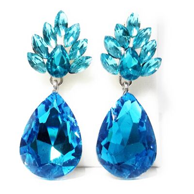 Boucles d'Oreilles Fleur en Cristal Bleu Clair