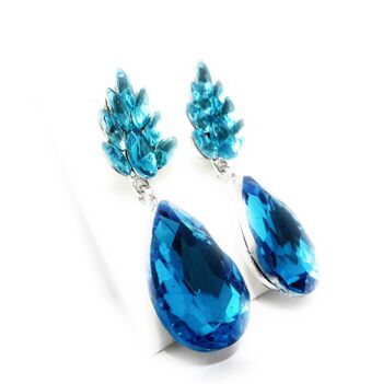 Boucles d'Oreilles Fleur en Cristal Bleu Clair 6