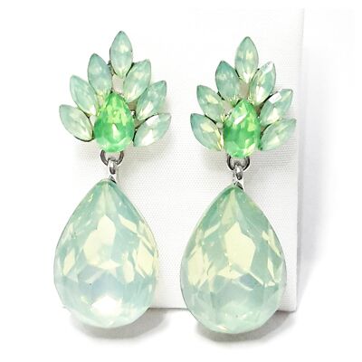 Crystal Flower Earrings Light Green