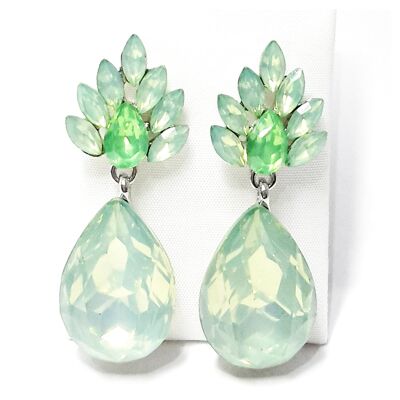 Boucles d'Oreilles Fleur Cristal Vert Clair