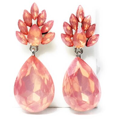 Crystal Flower Earrings Pink