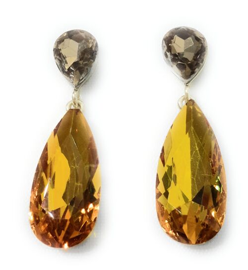 Pendientes Largos Cristales Brillantes · Mostaza