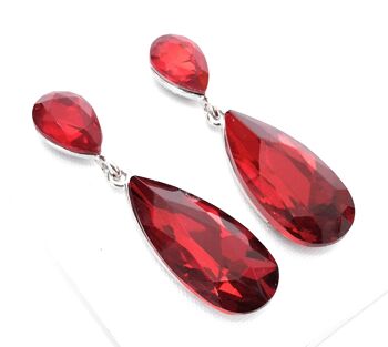 Boucles d'Oreilles Longues Cristaux Brillants Rouge 6