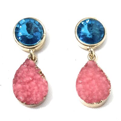 Faceted Crystal Earrings Light Blue Pink