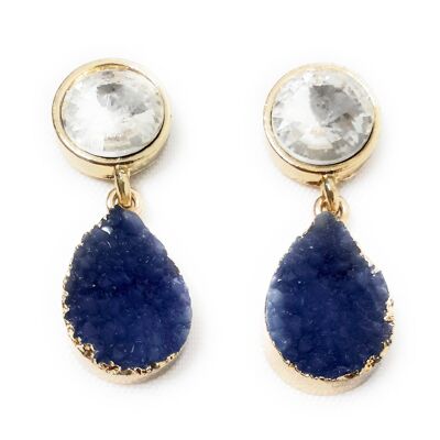 Pendientes Cristal Facetado · Blanco Marino
