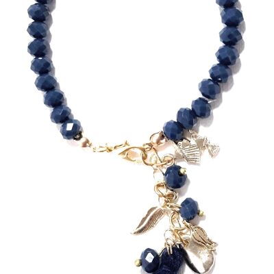 Crystal Beads Bracelet Navy