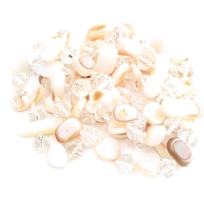 Long Mother-of-Pearl Necklace · White Beige