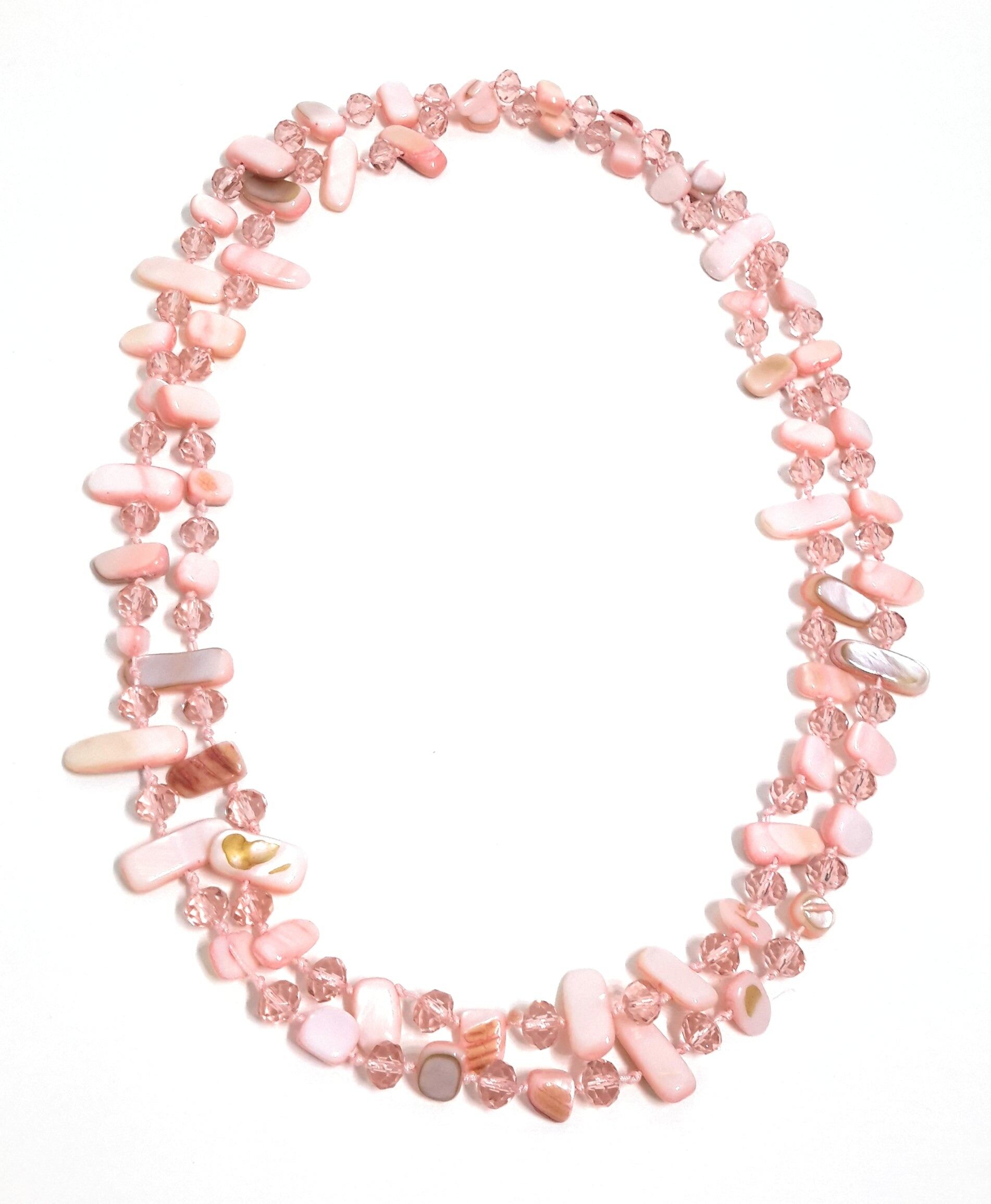 Lange Halskette aus Perlmutt Rosa