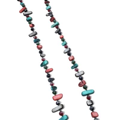 Long Mother-of-Pearl Necklace Turquoise Bordeaux